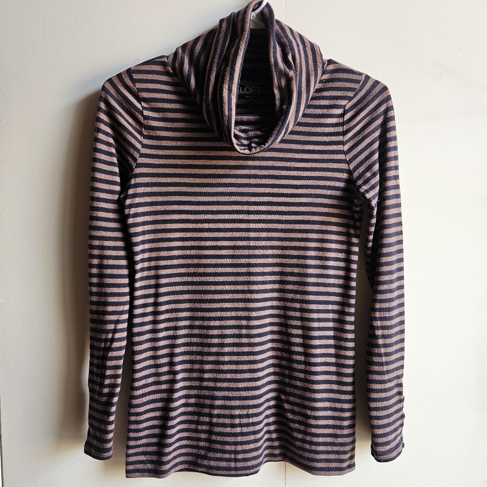 Loft Cowl Neck Striped Turtleneck in Women's XS
